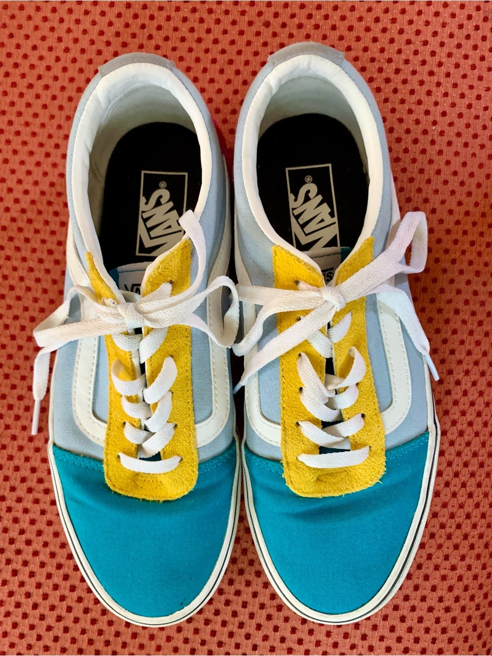 Vans Colorblock Ward Low Tops in Teal, Light Blue, Pink & Yellow, W10